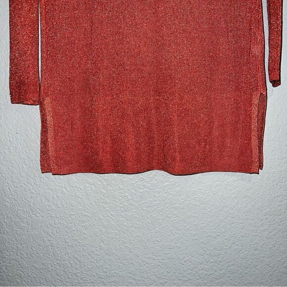 Ann Taylor Womens Open Front Long Sleeve Knitted Sweater Cardigan Orange Medium - Picture 6 of 8